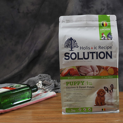 Du chien BRC d'animal familier d'emballage alimentaire de sac de support sacs en plastique de gousset de fond plat de poche avec la tirette