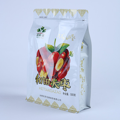 Support de plastique d'emballage de sac de fond plat de la catégorie comestible 500g de grande capacité vers le haut de poche rescellable