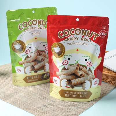 Faits sur commande imprimés tiennent la poche avec la tirette pour la sucrerie. Biscuits, biscuits. Emballage de café