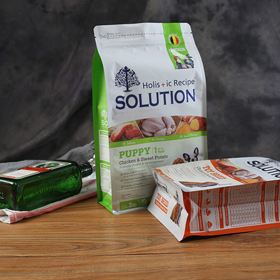 Support givré vers le haut du papier d'aluminium 4 de sac d'emballage alimentaire de l'animal familier 50mic 8 sacs latéraux de poche de serrure de fermeture éclair