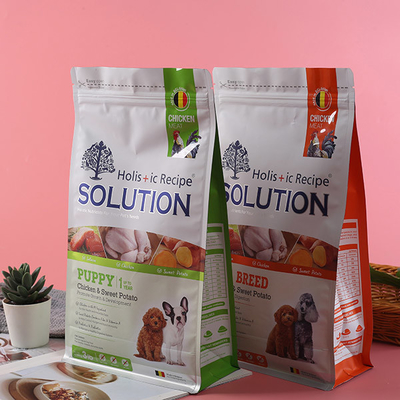 Poches de réutilisation en plastique recyclables d'aliment pour animaux familiers de grands de fond plat 500g sacs d'aliments pour chiens