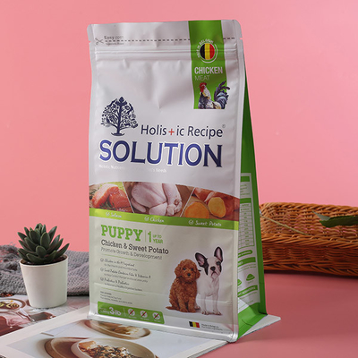 Poches de réutilisation en plastique recyclables d'aliment pour animaux familiers de grands de fond plat 500g sacs d'aliments pour chiens