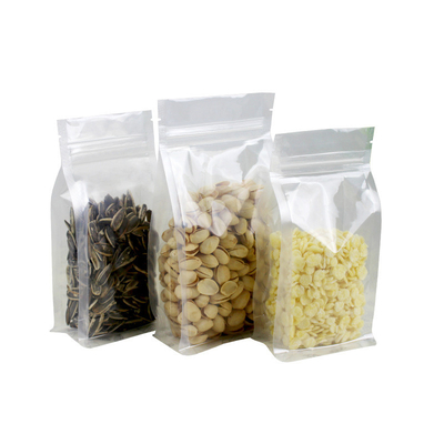 Sac transparent de fond plat empaquetant la poche latérale de support de catégorie comestible d'Eco du joint 8