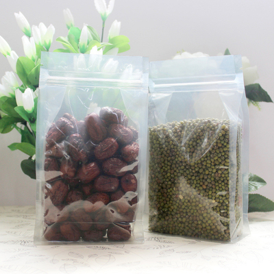 Sac transparent de fond plat empaquetant la poche latérale de support de catégorie comestible d'Eco du joint 8