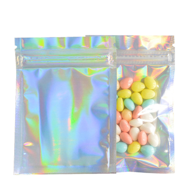 L'aluminium réutilisable brillant de petits sacs rescellables en plastique de preuve d'odeur met en sac le maquillage olographe
